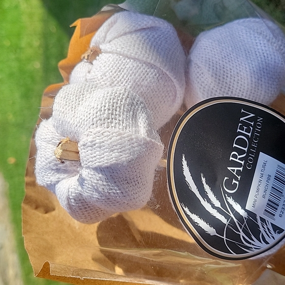 Mini Fall Pumpkins. Natural, White Burlap - Picture 6 of 7